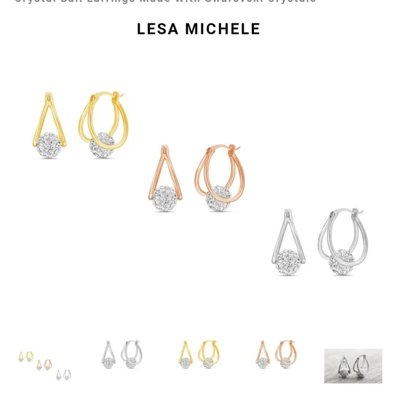 LESA MICHELE Crystal & Silvertone Ball Pavé Split Hoop Earrings - Picture 3 of 13